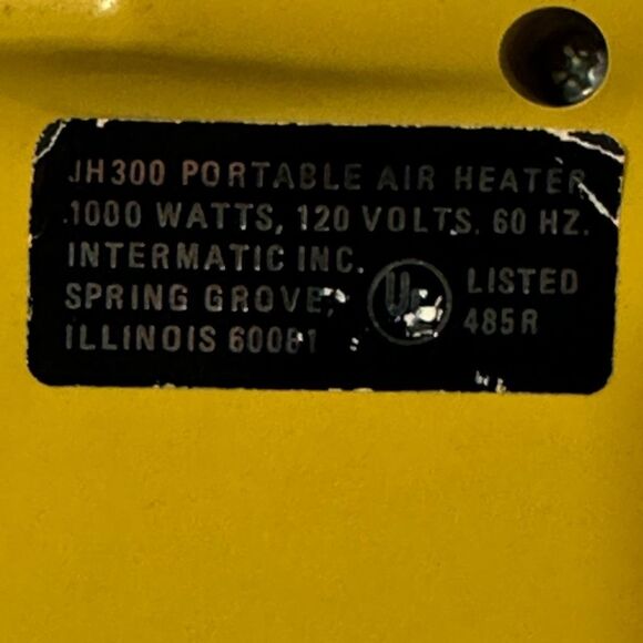 Vintage Intermatic Inc. Portable Air Heater Heatwave 1000 Watts JH300 Tested/Wor - Picture 7 of 10